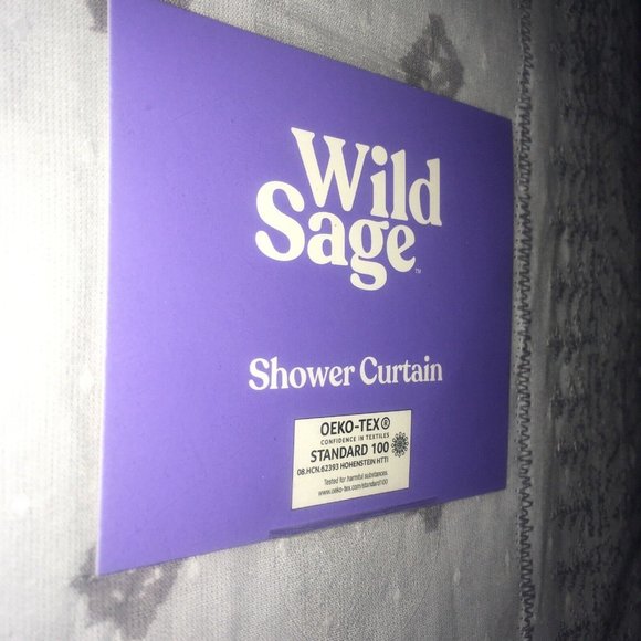 72"x86" LIGHT GRAY Wild Sage Keilana Cotton Fabric Shower Curtain w/ Embroidery - Picture 2 of 4